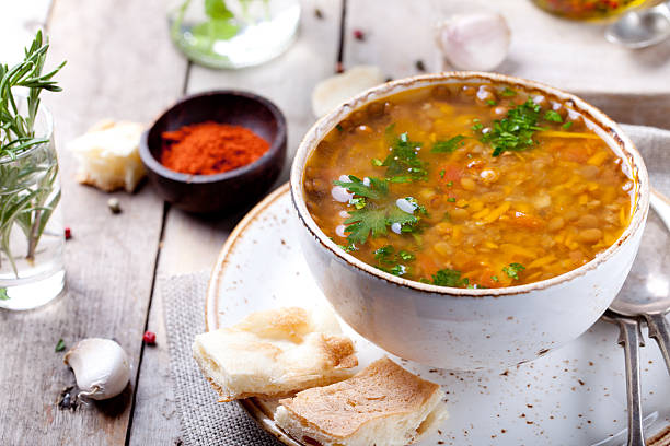 istock Lentil soup with smoked paprika and bread 492008516