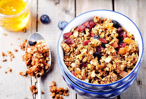 istock Honey glazed oatmeal, nut and flax seeds granola 492008866