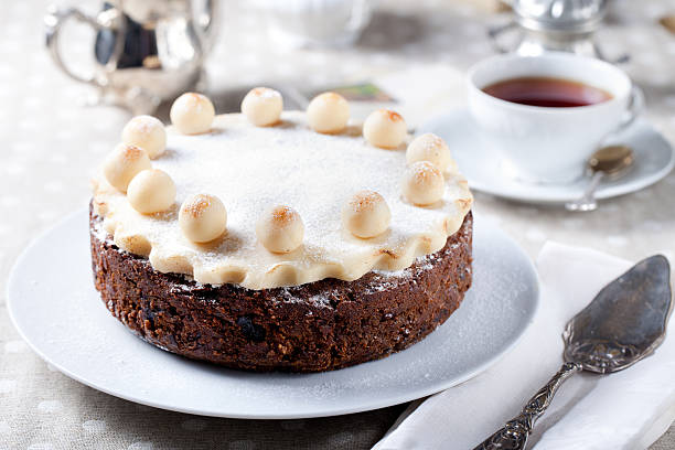 Traditional English Easter cake with marzipan