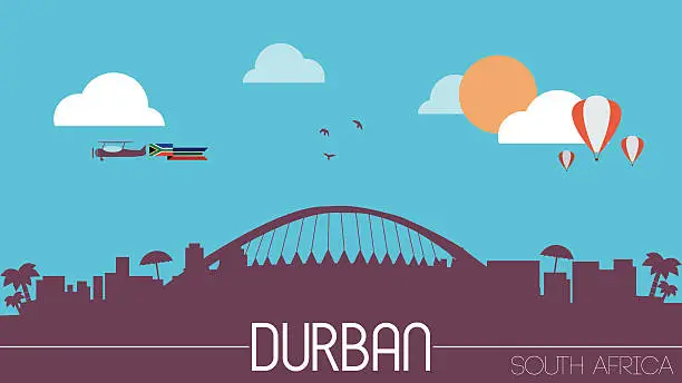 Vector illustration of Durban city South Africa skyline silhouette