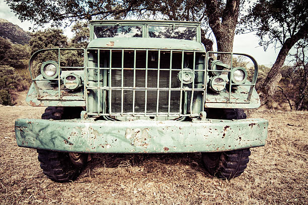 istock shabby old vehicle abandoned in a forest 492010370