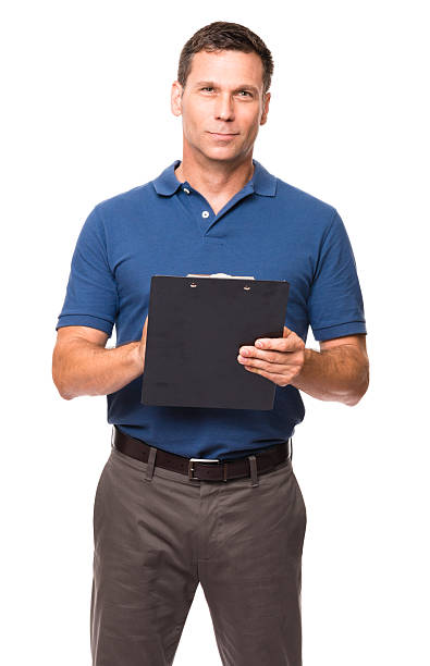 istock Causal Businessman with Clipboard on White 492011540