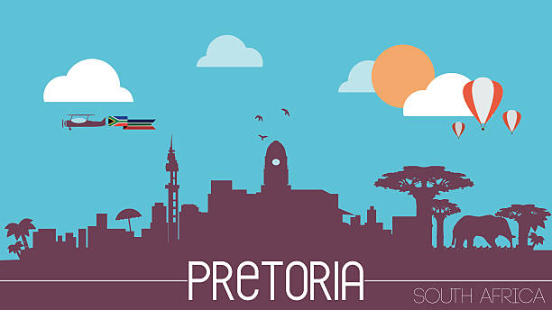 Pretoria city South Africa skyline silhouette Pretoria city South Africa skyline silhouette flat design vector illustration pretoria stock illustrations