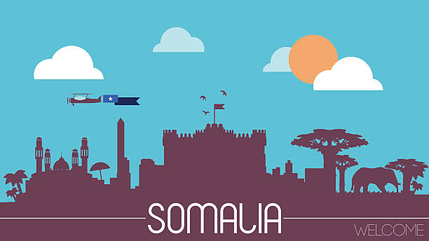 somalia stadt skyline silhouette - mogadischu stock-grafiken, -clipart, -cartoons und -symbole