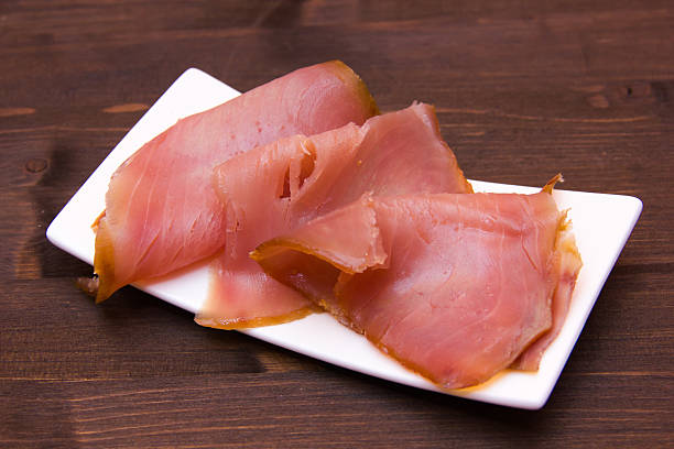 istock Smoked tuna on small tray on wood 492014906