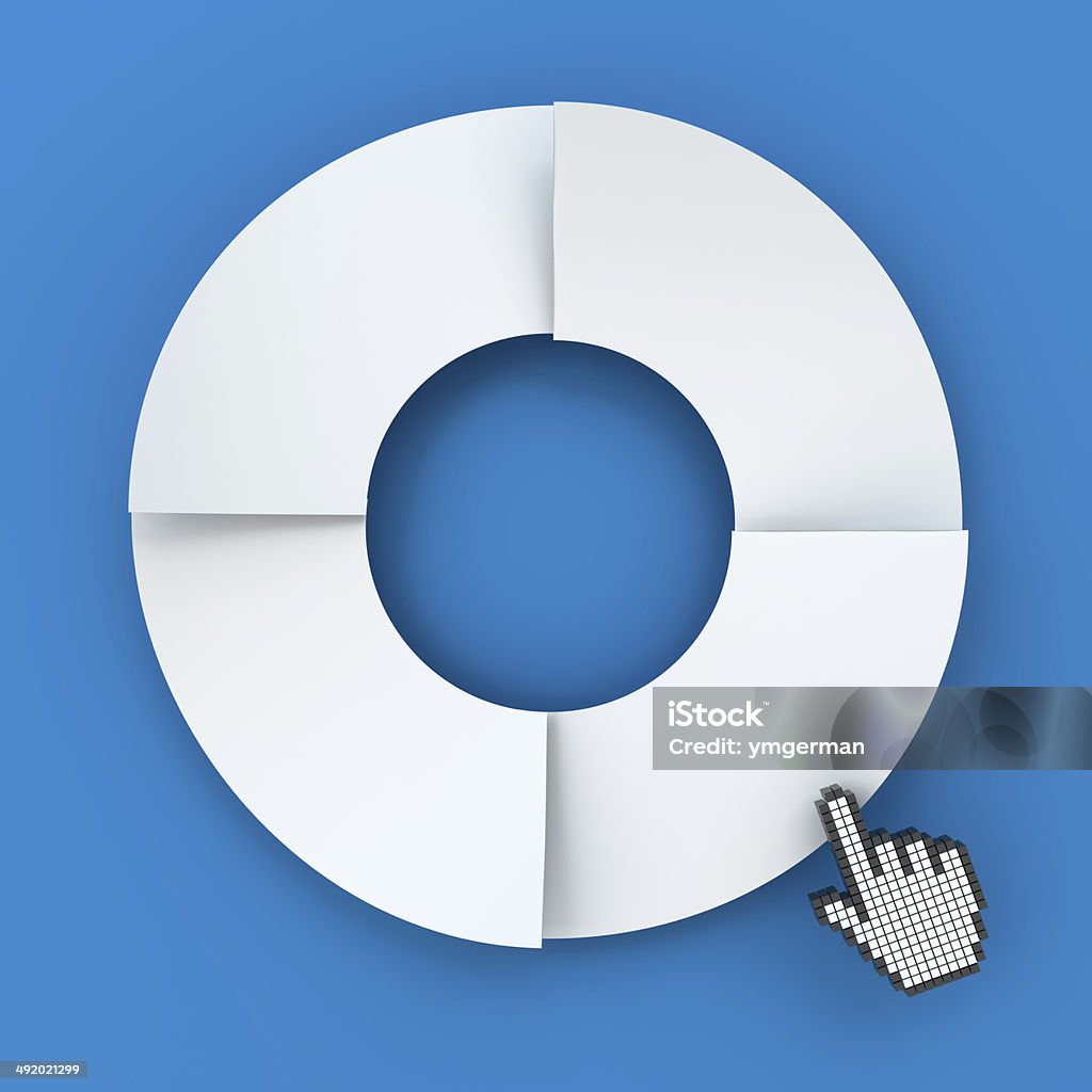 Four steps circle infographic chart with hand cursor, 3d render Bicycle Stock Photo