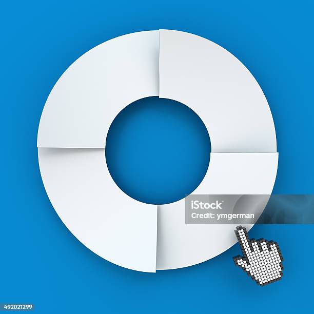 Four Steps Circle Infographic Chart With Hand Cursor 3d Render Stock Photo - Download Image Now