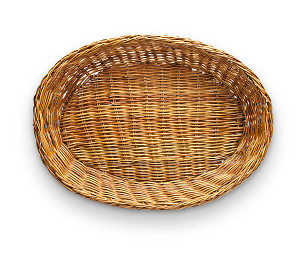 istock Brown wicker basket top view isolated on white background 492023297