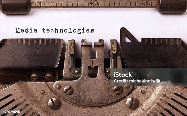 Vintage Inscription Made By Old Typewriter Stock Photo - Download Image Now - Antique, Close-up, Communication