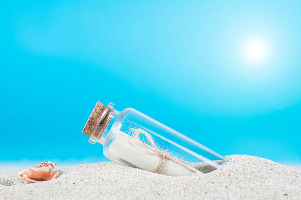 istock Message in a bottle on the sand of th beach 492026573
