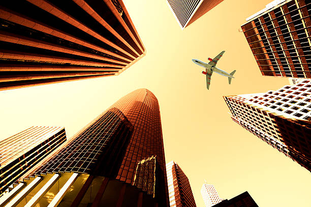 istock Airplane Flying Over Skyscrapers, San Francisco. 492026831