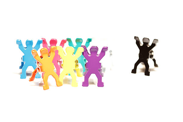 istock Group of people and one on the side, mobbing concept. 492028053