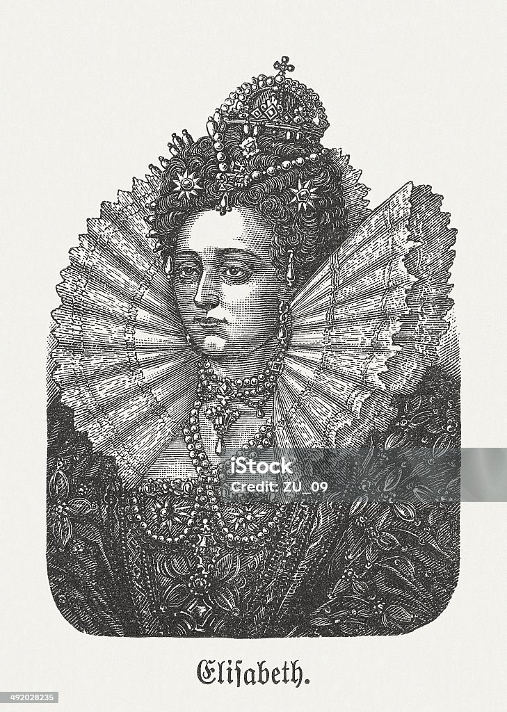 Rainha Elizabeth I da Inglaterra - Ilustração de Arte xiolográfica em estilo oriental royalty-free