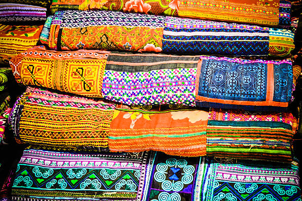 istock Silk scarves and fabrics from Thailand 492035512