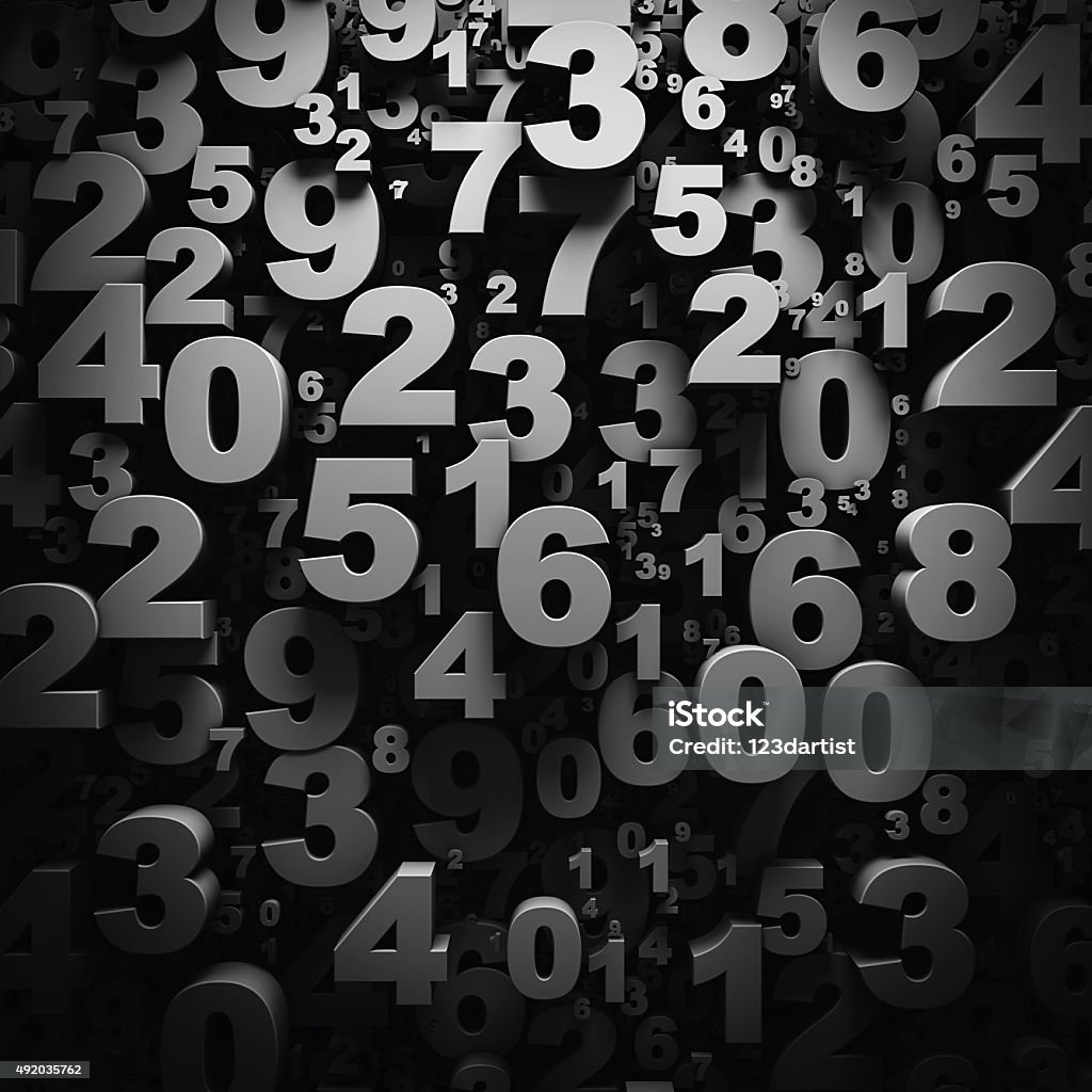 BW digits background  0-9 3D numbers wallpaper 2015 Stock Photo