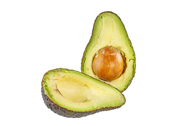 istock Two halves of avocado. Isolated on white background. 492037946