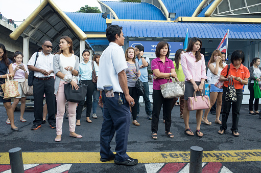 Bangkok,Thailand-‎October ‎1, ‎2015 .People are waiting for express boat at PinKlao pier.
