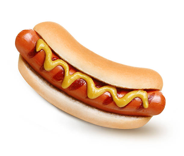 Hot dog grill with mustard Hot dog grill with mustard isolated on white background. hot dog stock pictures, royalty-free photos & images