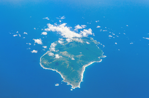 Aerial view of island and blue ocean in toshima kagoshima japan