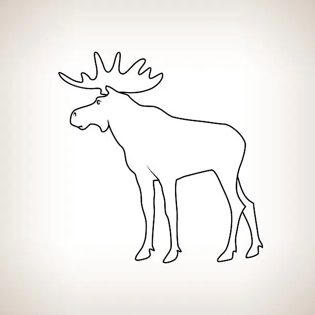 Vector illustration of Moose Bull with Antlers