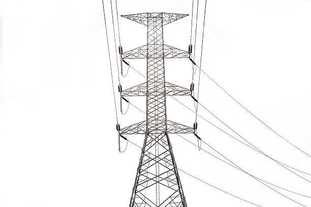 istock Power Transmission Line isolated on white background. 492041012