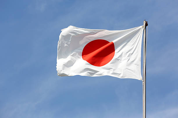 flag of Japan in the wind stock photo
