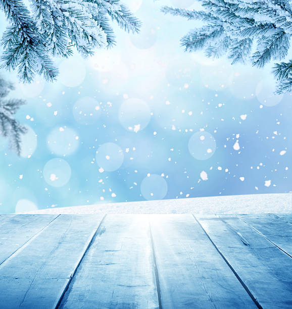 istock christmas  winter background with wooden planks 492043556