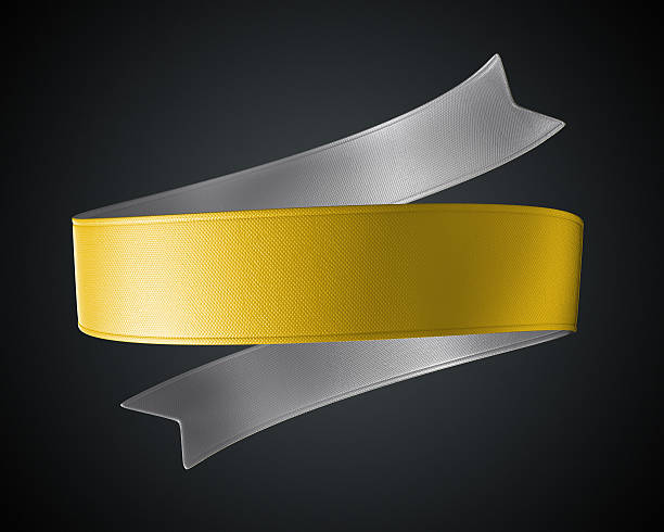 istock 3d golden silver metallic ribbon banner Isolated on black background, 492043968