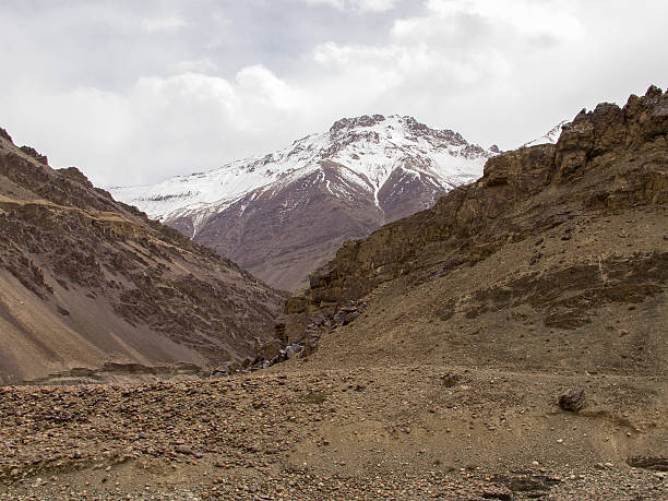 istock Mountain range with snow under the shadow of clouds 492045272