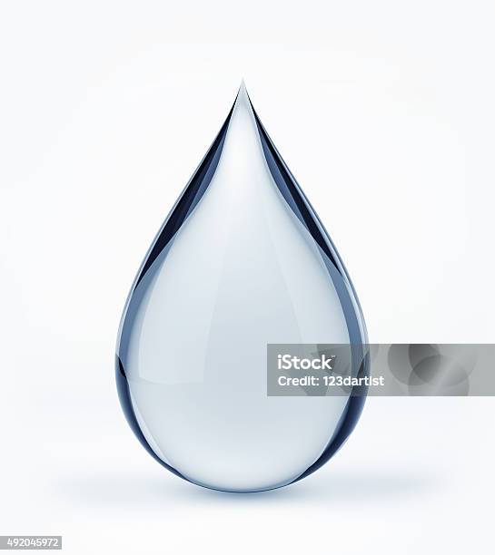 3d Water Drop On White Stock Photo - Download Image Now - Drop, Water, Falling