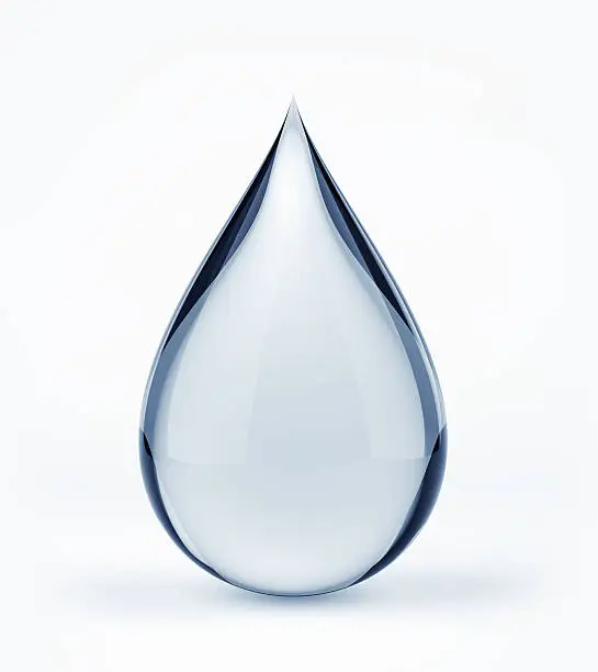 Photo of 3D water drop on white