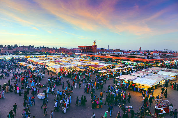 istock Evening Djemaa El Fna Square with Koutoubia Mosque, Marrakech, Morocco 492046188