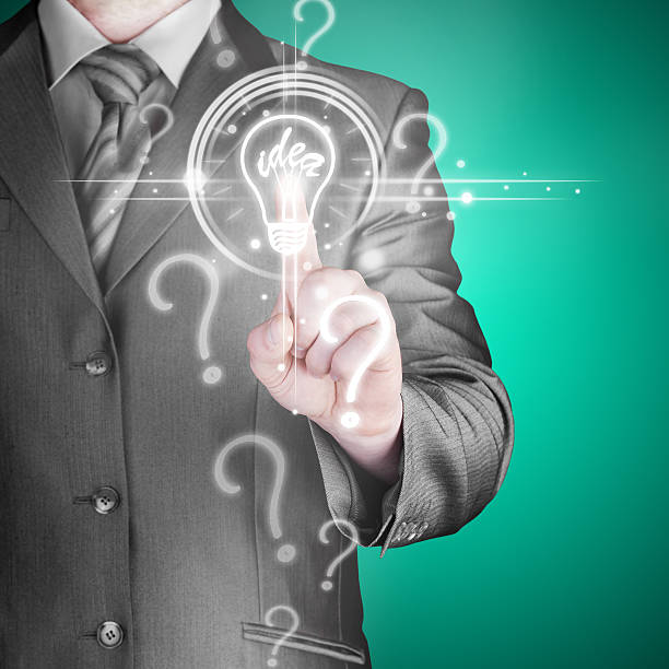 istock Business man touching light of idea 492055123