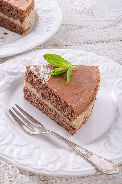 istock chocolate cakes with nut filling - vintage 492055679