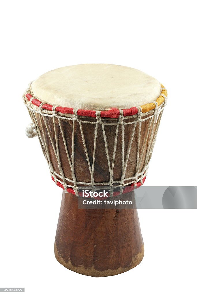 african djembe on white background african djembe on white background, traditional percussion instrument Drum - Percussion Instrument Stock Photo