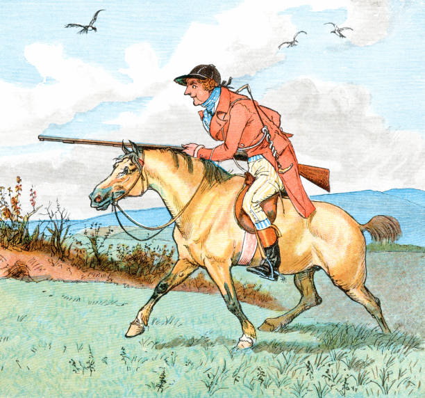 ilustrações, clipart, desenhos animados e ícones de huntsman com um rifle - randolph caldecott