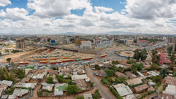 luftbild von addis abeba - äthiopien stock-fotos und bilder