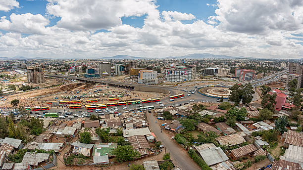veduta aerea di addis abeba - travel ethiopia foto e immagini stock