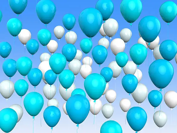 Photo of Floating Light Blue And White Balloons Mean Argentinean Flag Or