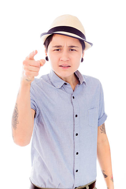 istock Young woman pointing towards camera 492058617