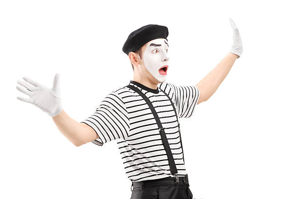 istock Surpised mime artist gesturing with hands 492060461