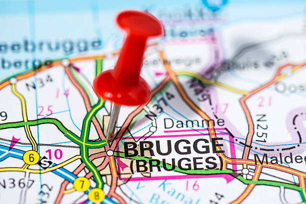 istock European cities on map series: Bruges 492061443