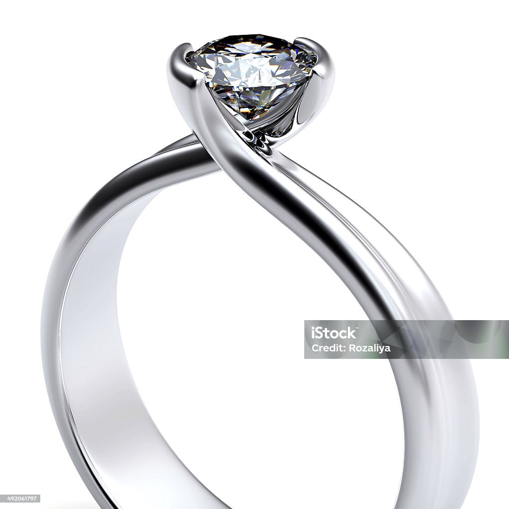 Wedding Ring with diamond Wedding Ring with diamond isolated on white background Chrome Stock Photo