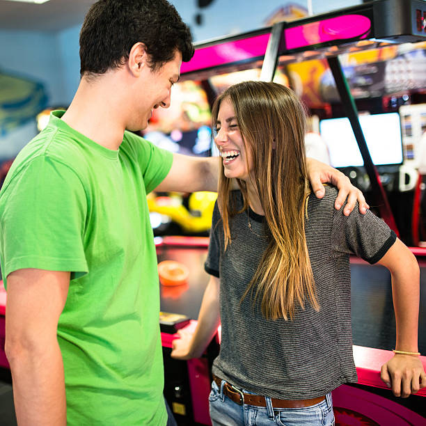 istock Friends have fun on the game room 492072146