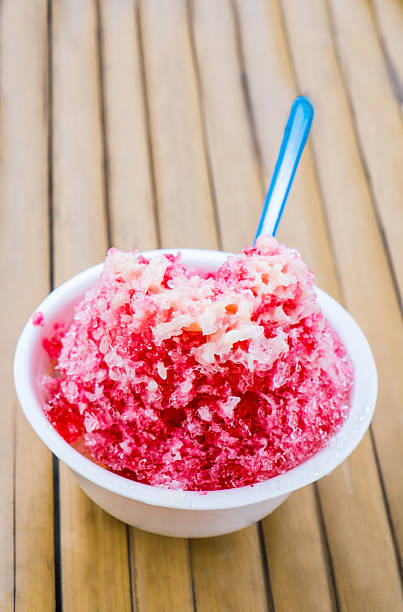 istock classic dessert, Shave Ice on bamboo desk 492072708