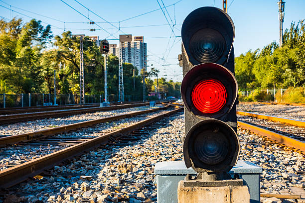 istock Red color on the traffic light 492073106