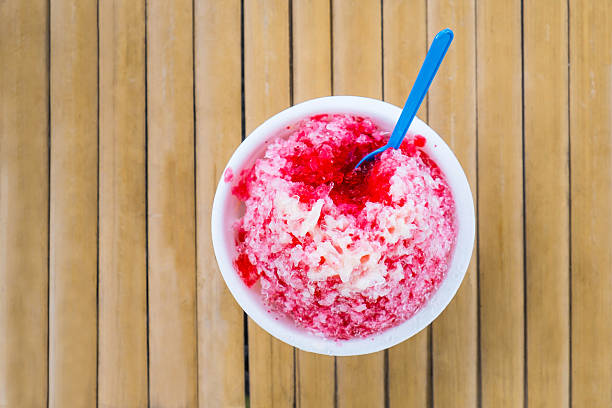 classic dessert, Shave Ice on bamboo desk