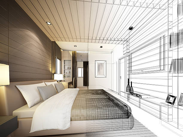 istock abstract sketch design of interior bedroom 492075138