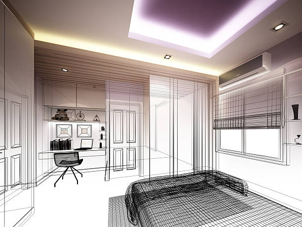 istock abstract sketch design of interior bedroom 492075252