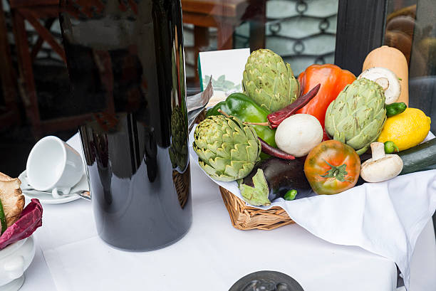 group of vegetable and wine
